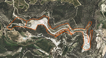 Imatge aèria de la pedrera Montlleó, Font: ortofotoimatge 25 cm ICGC i EXTCATA