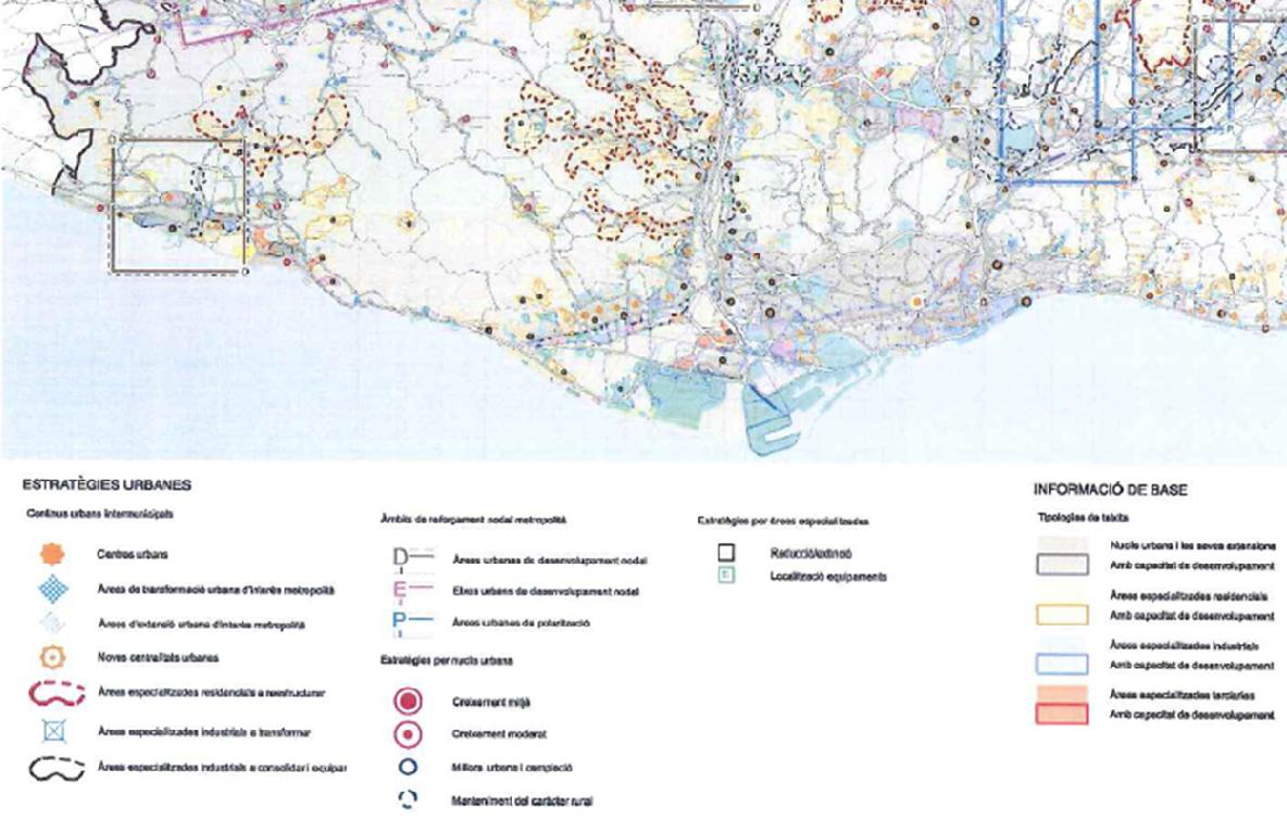 Mapa del sistema urbà del Pla territorial de l'àmbit metropolità de Barcelona