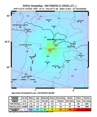 Mapa de situació del terratrèmol