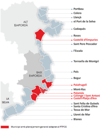 mapa dels 22 municipis afectats pel PDU